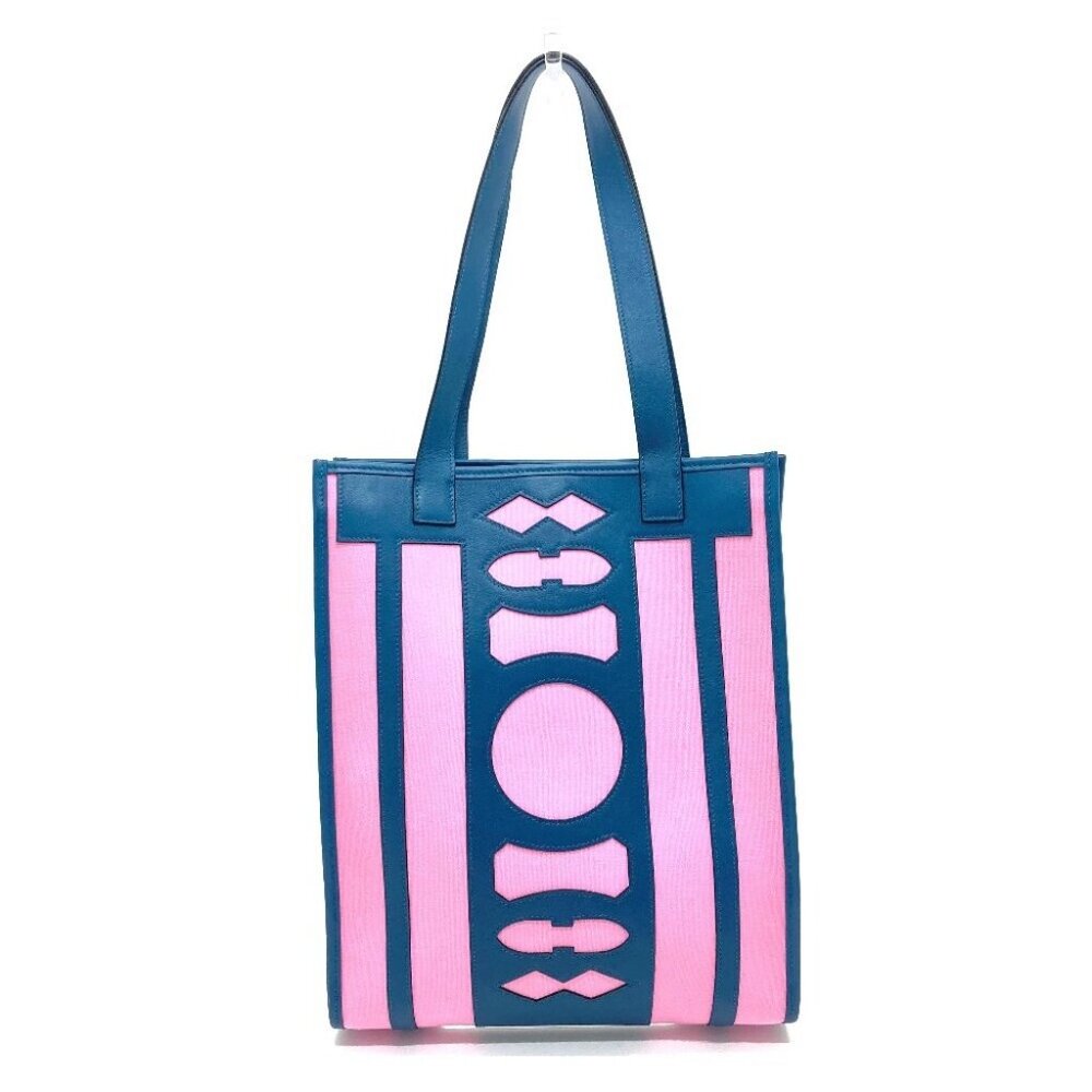 HERMES Petit Ash dream Catcher Shoulder Tote Bag Leather/Canvas Navy x Pink - Picture 3 of 12